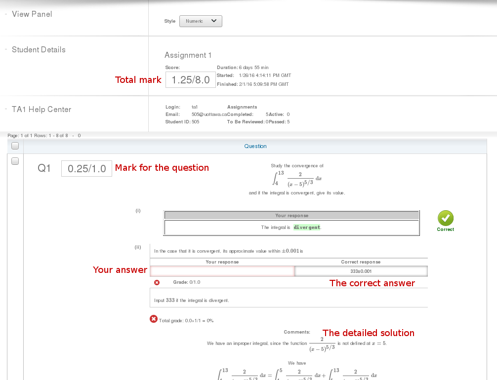 Image of the detailed solutions of an assignment.