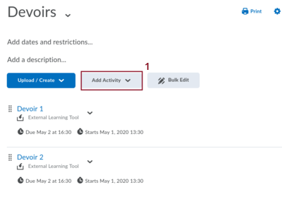 Screenshot of a module on BrightSpace where the assignment
	    are included