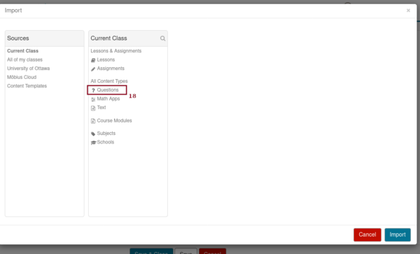 Screenshot of popup window with the Content Repository