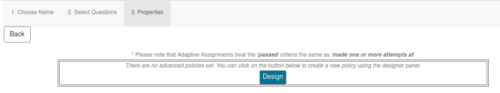 Screenshot of the display after clicking on Advanced Policies