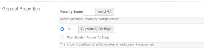Screenshot of the third section of the tab Properties to
       create an assignment