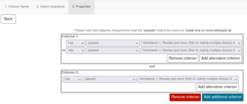 Screenshot of the form with more than one criteria