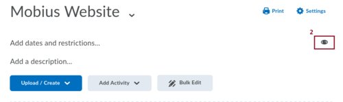 Screenshot of the empty Module in BrightSpace