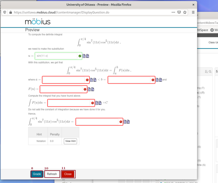 Screenshot of the popup window with the evaluation of your answers after clicking How did I do?